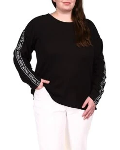 MICHAEL Michael Kors Plus Size Waffle Logotape Long Sleeve Top | Shirts & Tops