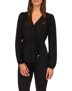 MICHAEL Michael Kors Solid Long Sleeve Wrap Top | Shirts & Tops