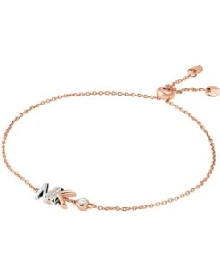 Michael Kors Sterling Silver Two-Tone Mott Logo Slider Bracelet | Bracelets