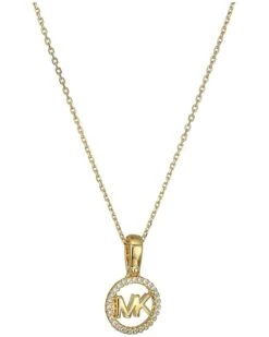 Michael Kors Precious Metal-Plated Sterling Silver Pavé Logo Necklace | Necklaces