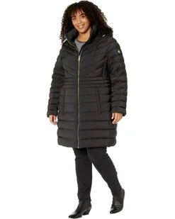 MICHAEL Michael Kors Plus Size Mixed Quilt Pattern Down M865095B74 | Coats & Outerwear