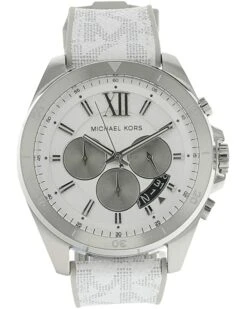 Michael Kors MK8949 - Brecken Chronograph Silicone Strap with Optic White PVC Inlay Watch | Fashion Watches