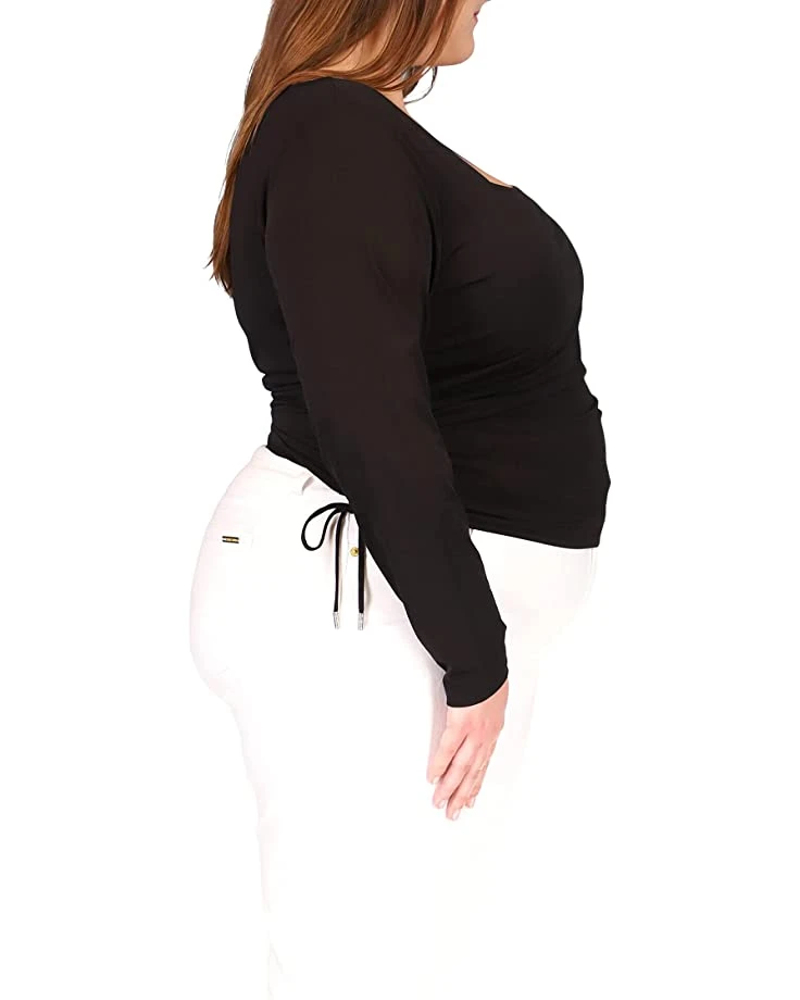 MICHAEL Michael Kors Plus Size Square Neck Ruched Long Sleeve Top | Shirts & Tops 2 MICHAEL Michael Kors Plus Size Square Neck Ruched Long Sleeve Top | Shirts & Tops - Image 2