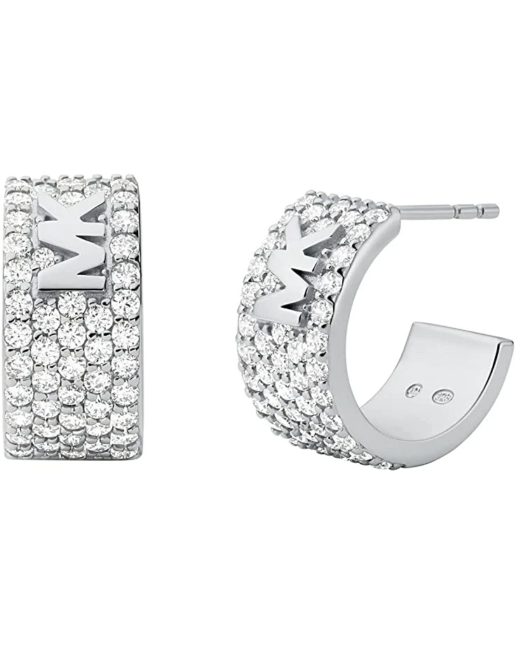 Michael Kors Sterling Silver Pavé Logo Huggie Earrings 2 Michael Kors Sterling Silver Pavé Logo Huggie Earrings - Image 2