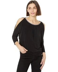 MICHAEL Michael Kors Petite Chain Neck Cold-Shoulder Top | Shirts & Tops