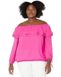 MICHAEL Michael Kors Plus Size Ruffle Peasant Top | Shirts & Tops -Michael Kors Sale 716C 9EMMPL. AC SR736920