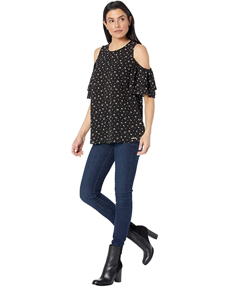 MICHAEL Michael Kors Watercolor Ditsy Cold-Shoulder Top | Shirts & Tops 4 MICHAEL Michael Kors Watercolor Ditsy Cold-Shoulder Top | Shirts & Tops - Image 4