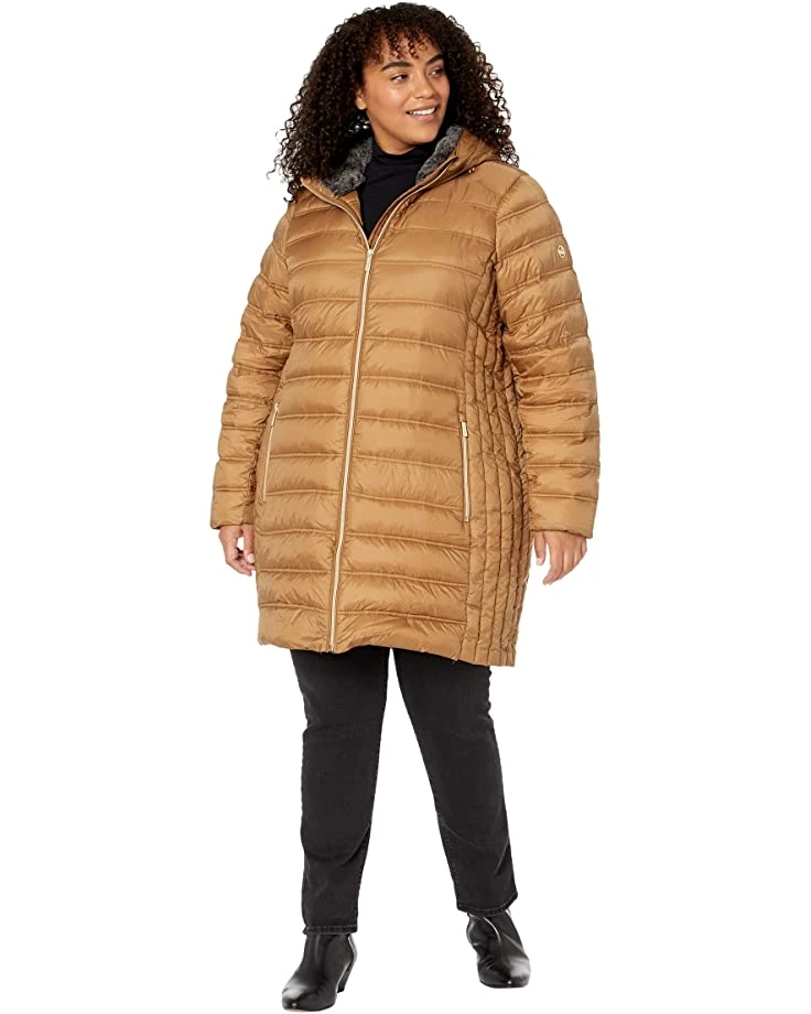 MICHAEL Michael Kors Plus Size Long Zip Front Down Packable M865169B63 | Coats & Outerwear 1 MICHAEL Michael Kors Plus Size Long Zip Front Down Packable M865169B63 | Coats & Outerwear