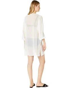 MICHAEL Michael Kors Solid Logo Chain Button Front Cover-Up Top | Swimwear -Michael Kors Sale 718Mhu2KwNL. AC SR736920