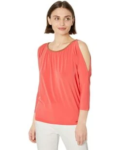 MICHAEL Michael Kors Petite Chain Neck Cold-Shoulder Top | Shirts & Tops -Michael Kors Sale 71BFESy6W4L. AC SR736920