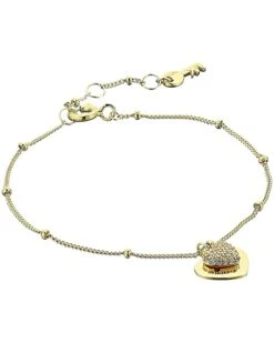 Michael Kors Precious Metal-Plated Sterling Silver Pavé Heart Bracelet | Bracelets