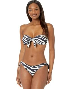 MICHAEL Michael Kors Reversible Zebra Reversible Tie Front Bandeau | Swimwear