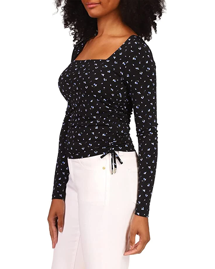 MICHAEL Michael Kors Petite Floral Square Neck Ruched Long Sleeve Top | Shirts & Tops 2 MICHAEL Michael Kors Petite Floral Square Neck Ruched Long Sleeve Top | Shirts & Tops - Image 2