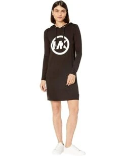 MICHAEL Michael Kors Petite Long Sleeve Circle MK Logo Hoodie Dress | Dresses