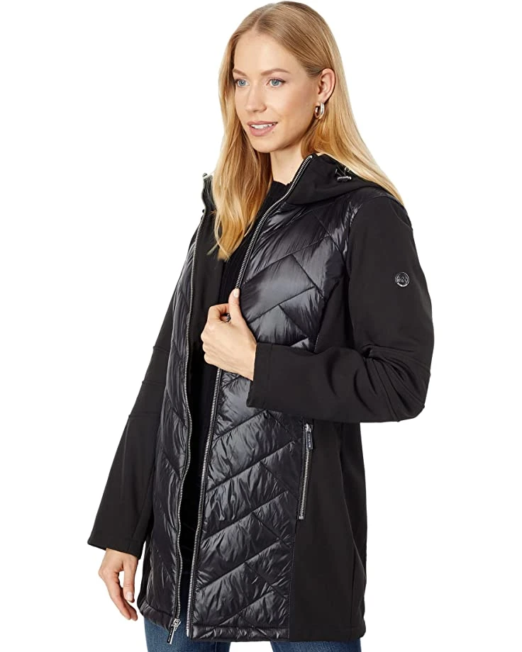 MICHAEL Michael Kors Mixed Softshell and Quilted Puffer M525378FZ | Coats & Outerwear 1 MICHAEL Michael Kors Mixed Softshell and Quilted Puffer M525378FZ | Coats & Outerwear