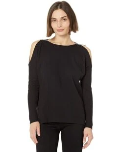 MICHAEL Michael Kors Petite Waffle Stud Cold-Shoulder Top | Shirts & Tops