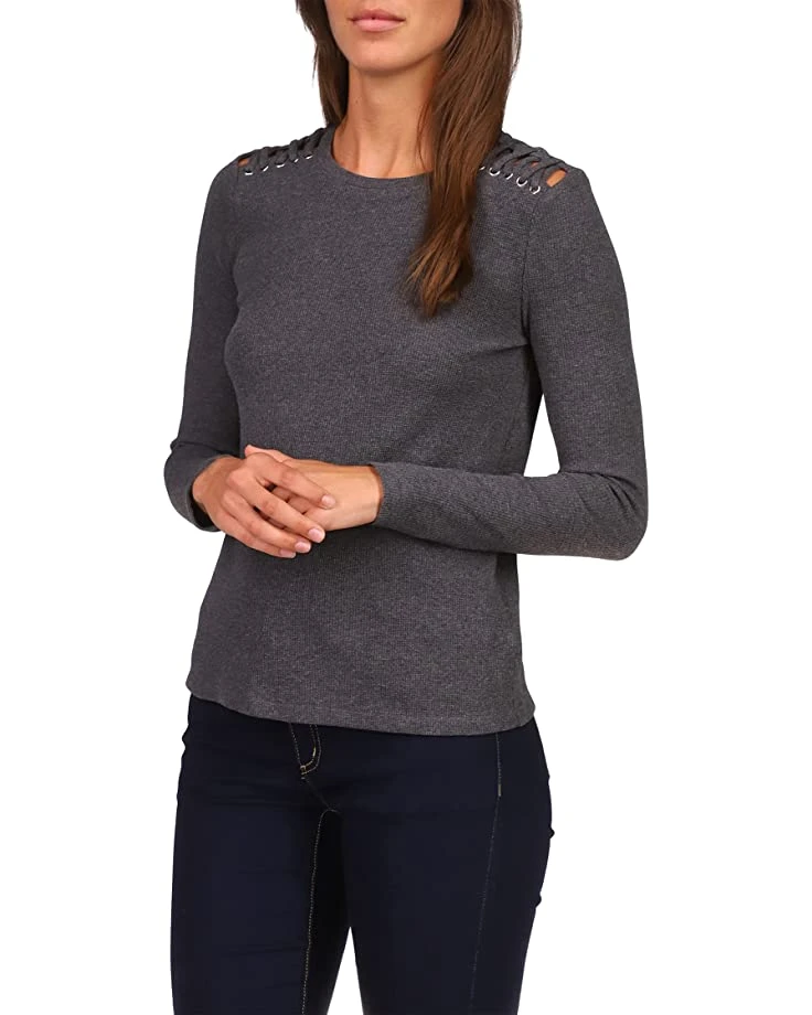 MICHAEL Michael Kors Waffle Shoulder Lace-Up Top | Shirts & Tops 4 MICHAEL Michael Kors Waffle Shoulder Lace-Up Top | Shirts & Tops - Image 4