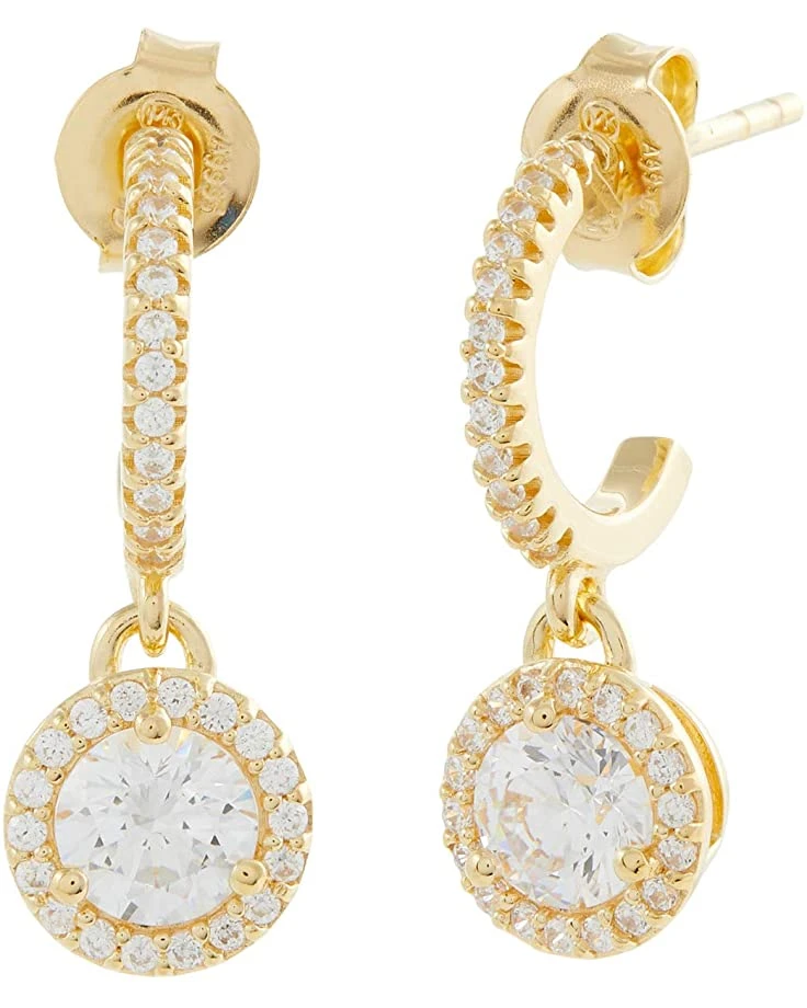 Michael Kors Kors MK Mini Hoops Earrings with Pave Halo Charm 1 Michael Kors Kors MK Mini Hoops Earrings with Pave Halo Charm