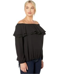 MICHAEL Michael Kors Plus Size Ruffle Peasant Top | Shirts & Tops -Michael Kors Sale 71a7NwAEUrL. AC SR736920