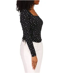 MICHAEL Michael Kors Floral Square Neck Ruched Long Sleeve Top | Shirts & Tops -Michael Kors Sale 71aINokGiLL. AC SR736920