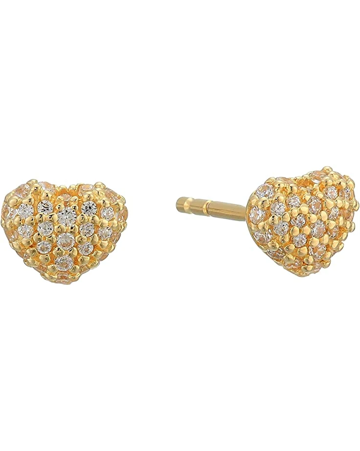 Michael Kors Precious Metal-Plated Sterling Silver Pavé Heart Studs Earrings 1 Michael Kors Precious Metal-Plated Sterling Silver Pavé Heart Studs Earrings