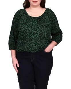 MICHAEL Michael Kors Plus Size Mega Cheetah Peasant Top | Shirts & Tops