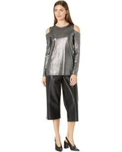 MICHAEL Michael Kors Foil Rib Long Sleeve Cold-Shoulder Top | Shirts & Tops -Michael Kors Sale 71yHL93XwhL. AC SR736920