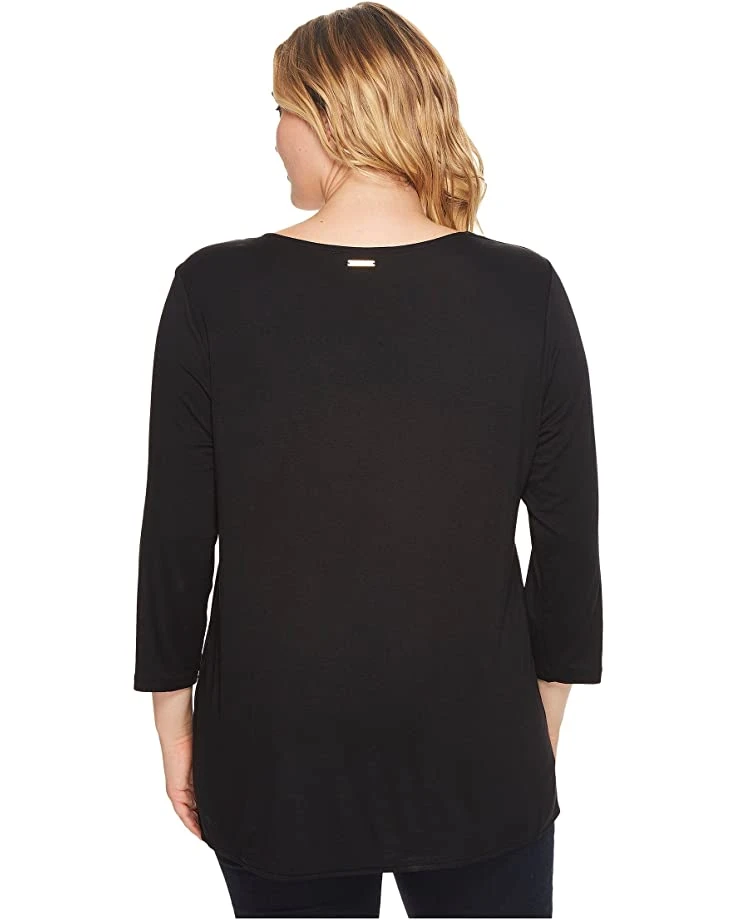 MICHAEL Michael Kors Plus Size V-Neck Mixed Media Top | Shirts & Tops 3 MICHAEL Michael Kors Plus Size V-Neck Mixed Media Top | Shirts & Tops - Image 3