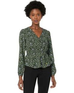 MICHAEL Michael Kors Floral Long Sleeve Wrap Top | Shirts & Tops