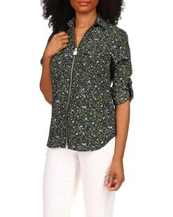 MICHAEL Michael Kors Petite Floral Vine Dog Tag Top | Shirts & Tops