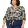 MICHAEL Michael Kors Plus Size Yarn-Dye Flannel Tie Front Top | Shirts & Tops