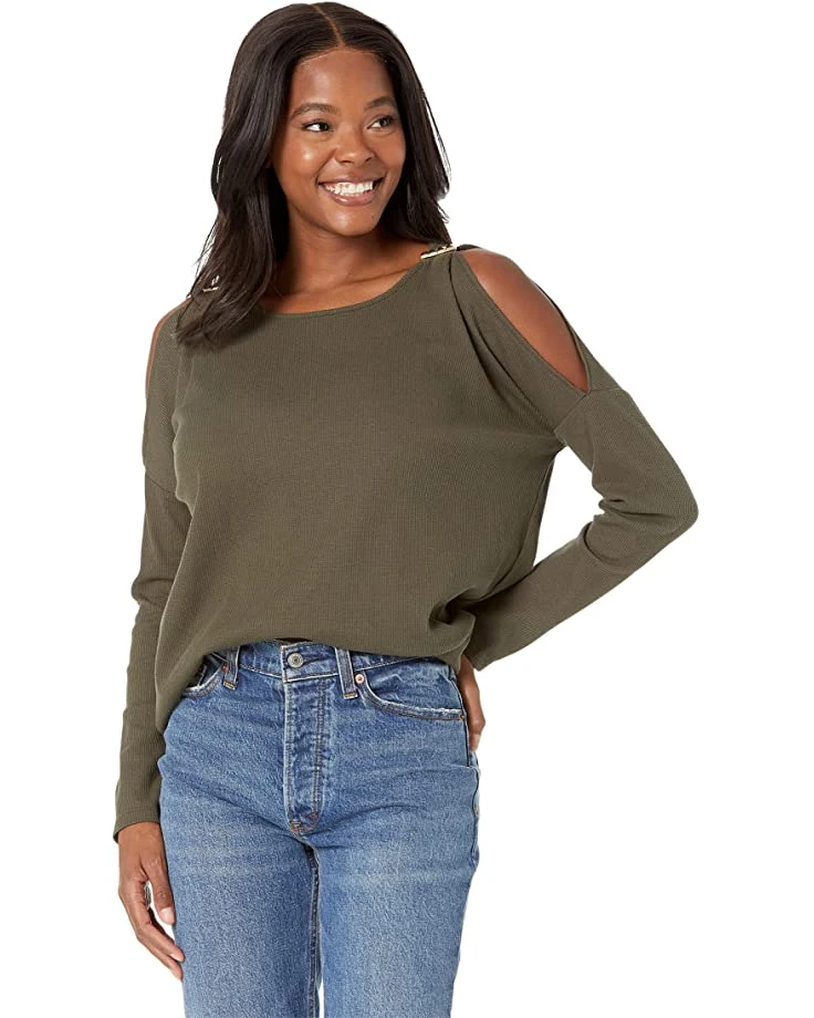 MICHAEL Michael Kors Waffle Stud Cold-Shoulder Top | Shirts & Tops 5 MICHAEL Michael Kors Waffle Stud Cold-Shoulder Top | Shirts & Tops - Image 5