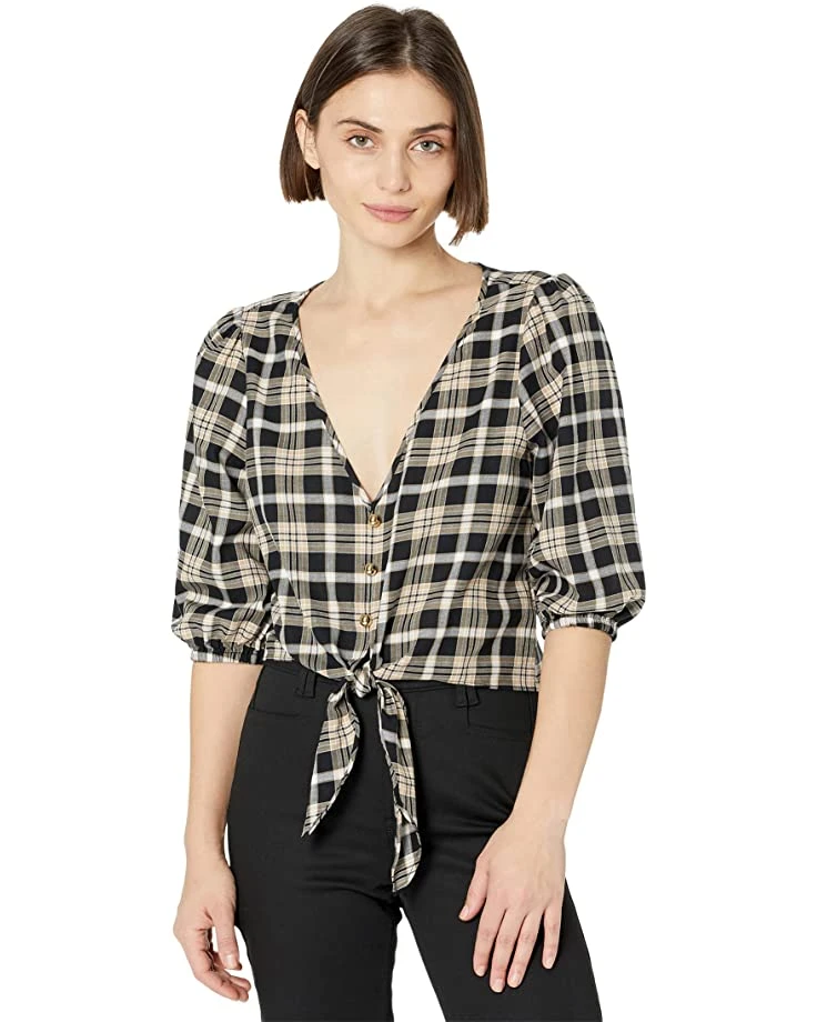 MICHAEL Michael Kors Petite Yarn-Dye Flannel Tie Front Top | Shirts & Tops 1 MICHAEL Michael Kors Petite Yarn-Dye Flannel Tie Front Top | Shirts & Tops