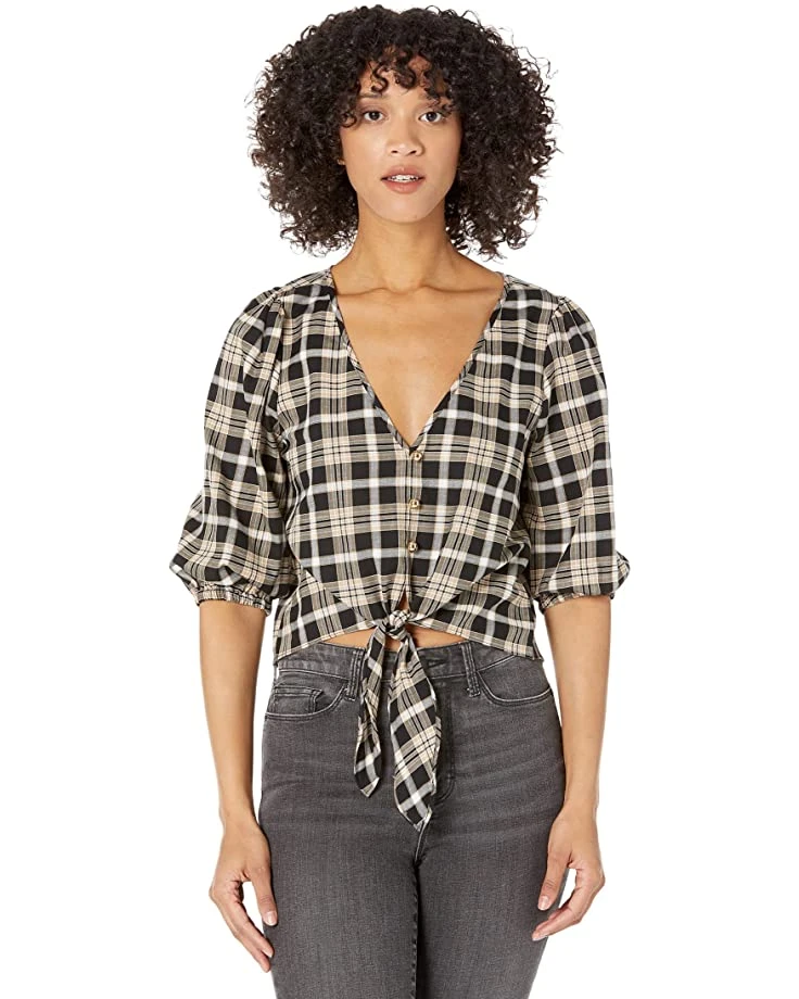 MICHAEL Michael Kors Yarn-Dye Flannel Tie Front Top | Shirts & Tops 1 MICHAEL Michael Kors Yarn-Dye Flannel Tie Front Top | Shirts & Tops