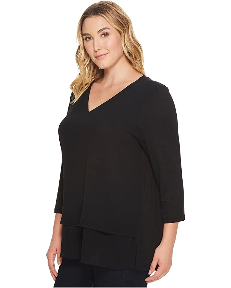 MICHAEL Michael Kors Plus Size V-Neck Mixed Media Top | Shirts & Tops 2 MICHAEL Michael Kors Plus Size V-Neck Mixed Media Top | Shirts & Tops - Image 2
