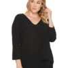 MICHAEL Michael Kors Plus Size V-Neck Mixed Media Top | Shirts & Tops