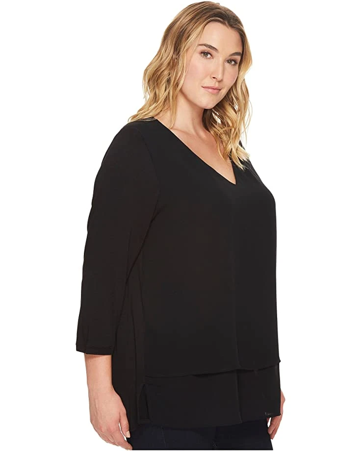 MICHAEL Michael Kors Plus Size V-Neck Mixed Media Top | Shirts & Tops 4 MICHAEL Michael Kors Plus Size V-Neck Mixed Media Top | Shirts & Tops - Image 4
