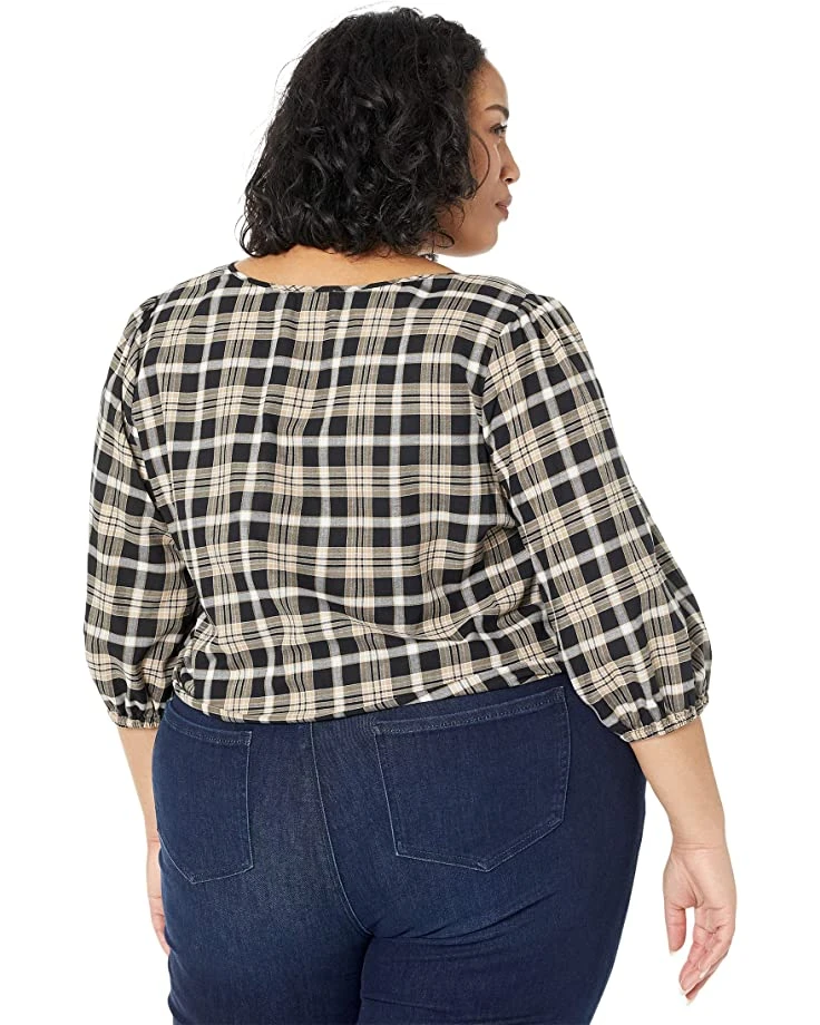 MICHAEL Michael Kors Plus Size Yarn-Dye Flannel Tie Front Top | Shirts & Tops 2 MICHAEL Michael Kors Plus Size Yarn-Dye Flannel Tie Front Top | Shirts & Tops - Image 2