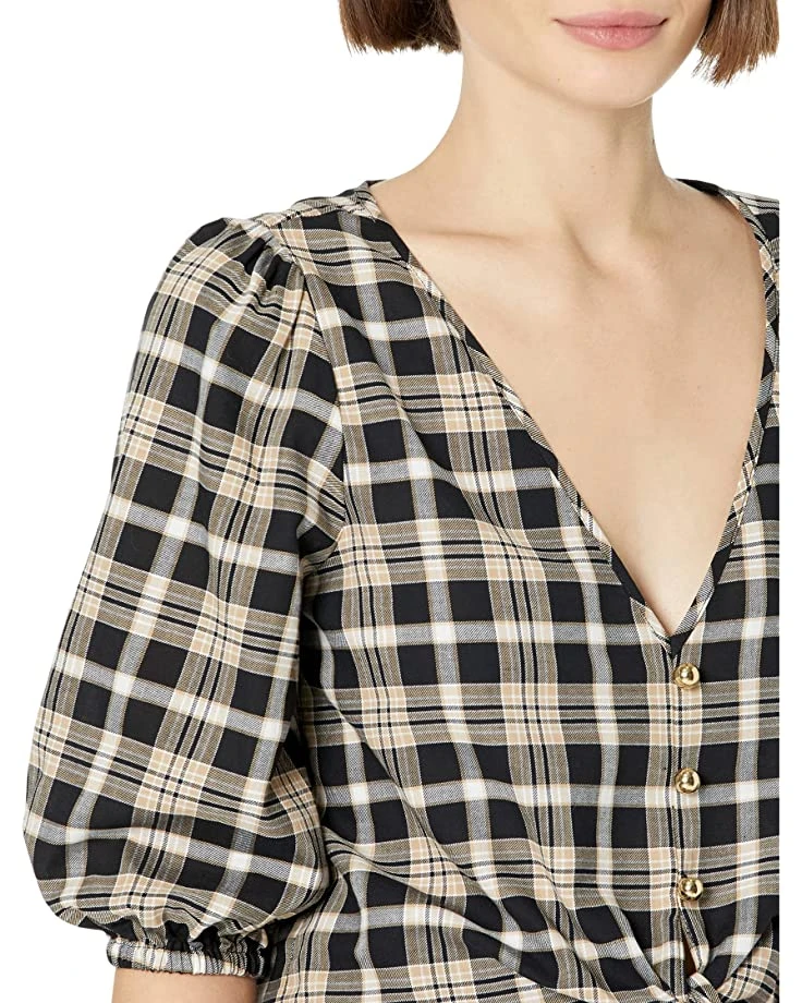 MICHAEL Michael Kors Petite Yarn-Dye Flannel Tie Front Top | Shirts & Tops 3 MICHAEL Michael Kors Petite Yarn-Dye Flannel Tie Front Top | Shirts & Tops - Image 3