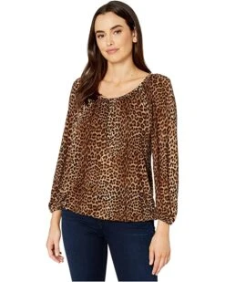 MICHAEL Michael Kors Core Per Leopard Peasant Top | Shirts & Tops