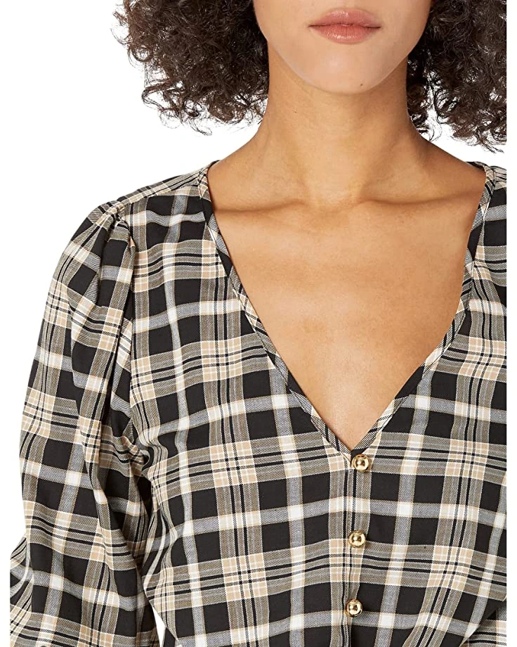 MICHAEL Michael Kors Yarn-Dye Flannel Tie Front Top | Shirts & Tops 3 MICHAEL Michael Kors Yarn-Dye Flannel Tie Front Top | Shirts & Tops - Image 3