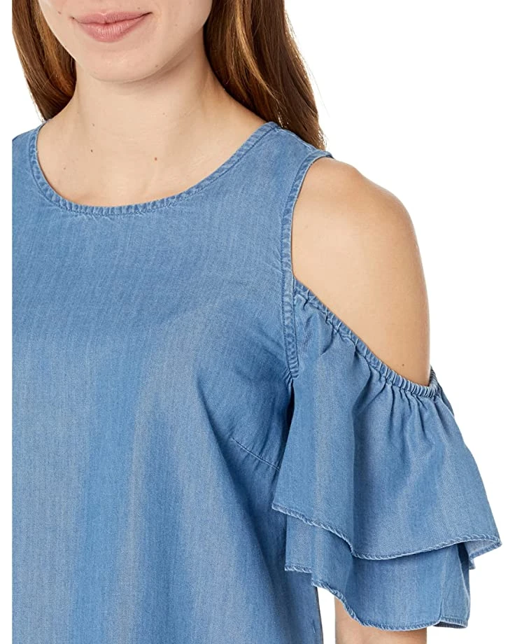 MICHAEL Michael Kors Tencel Cold-Shoulder Ruffle Top | Shirts & Tops 3 MICHAEL Michael Kors Tencel Cold-Shoulder Ruffle Top | Shirts & Tops - Image 3
